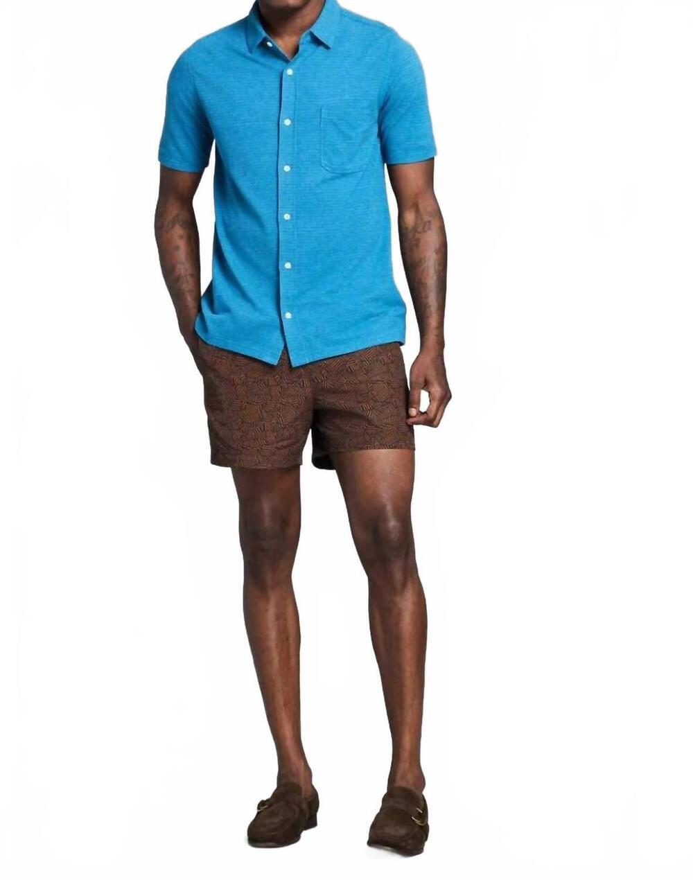 NEW BILLY REID short sleeve textured treme knit shirt in blue sapphire heather